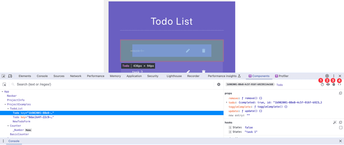 React Dev Tools - Components panel