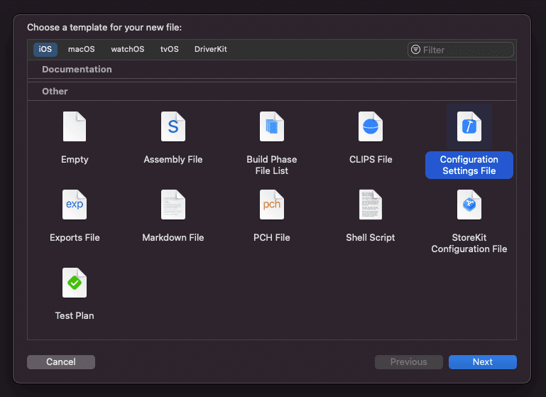 New file dialog