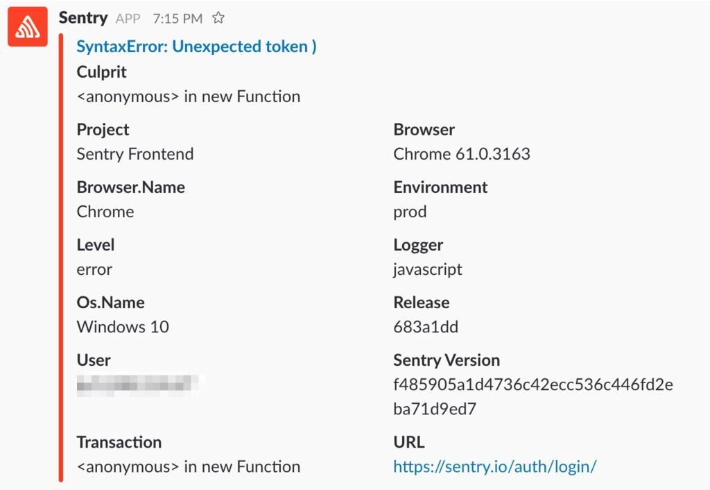 Sentry slack integration