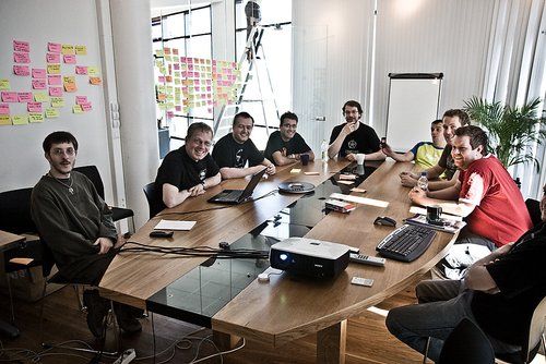 Photo of the CCP Games team in their office.